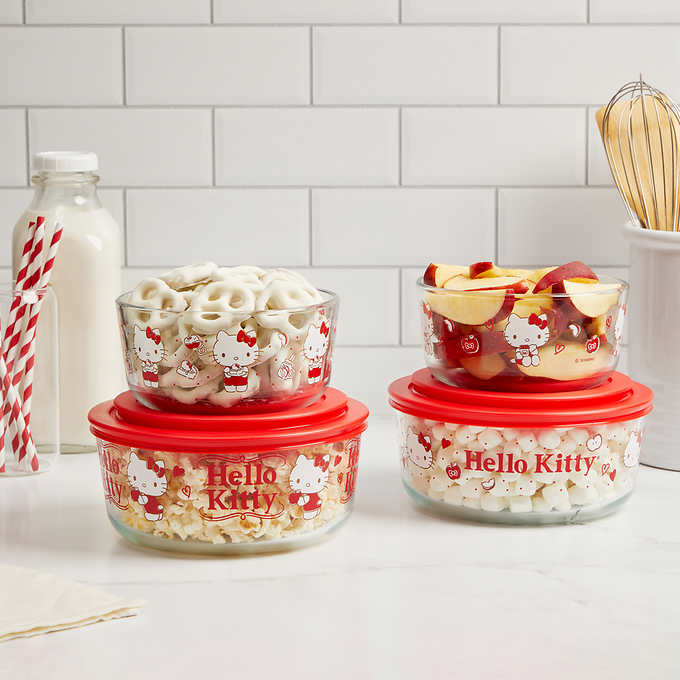 Pyrex 8-piece Hello Kitty Decorated Food Storage Set – Noahs Outlet